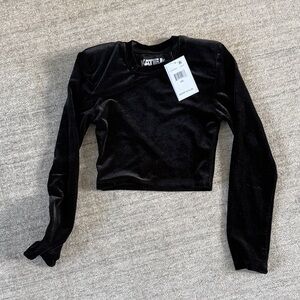 Katie J NYC Black Velvet Crop Top